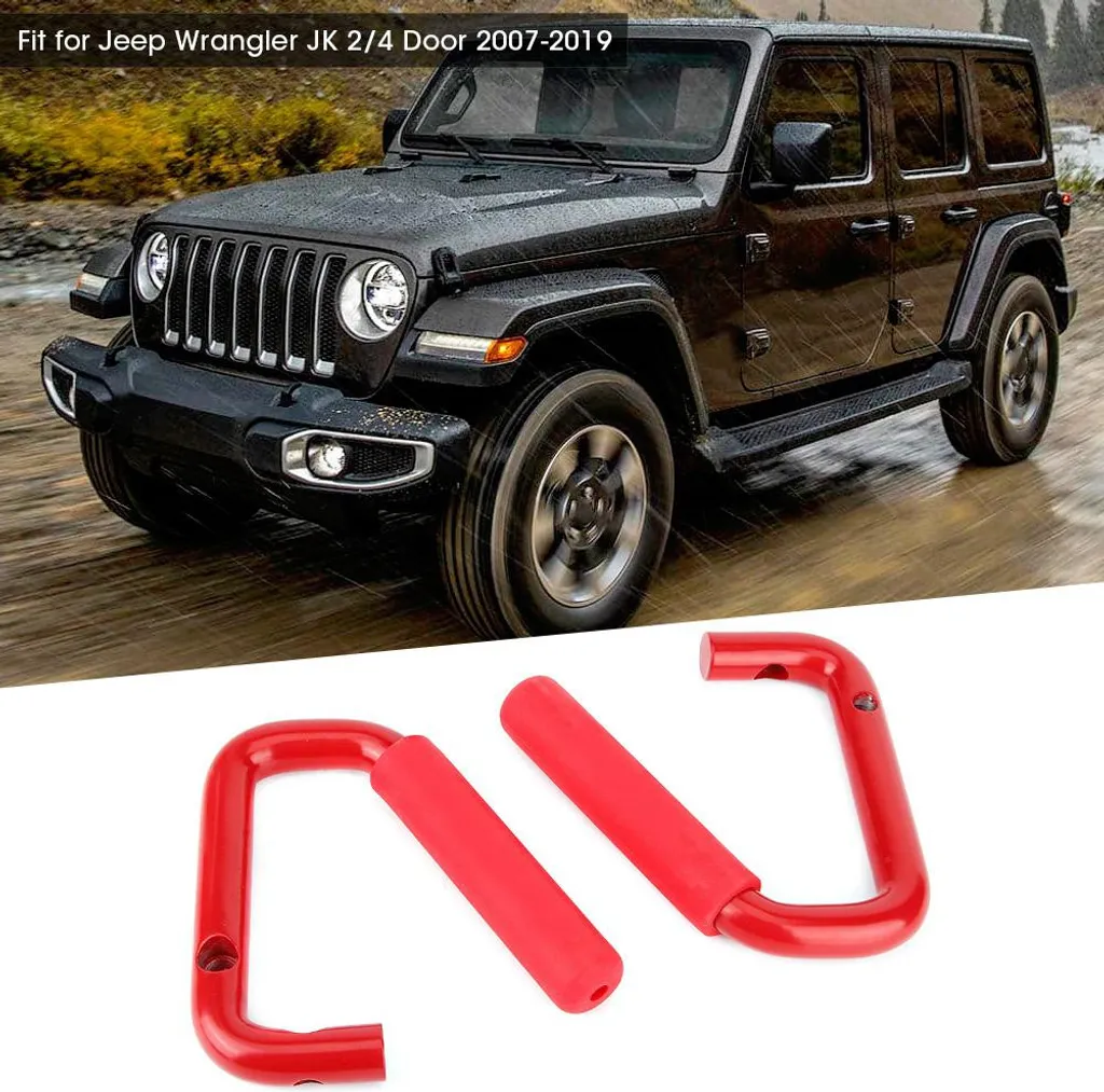 Poignée de maintien Jeep Wrangler JK rouge en métal antidérapante 2 pcs