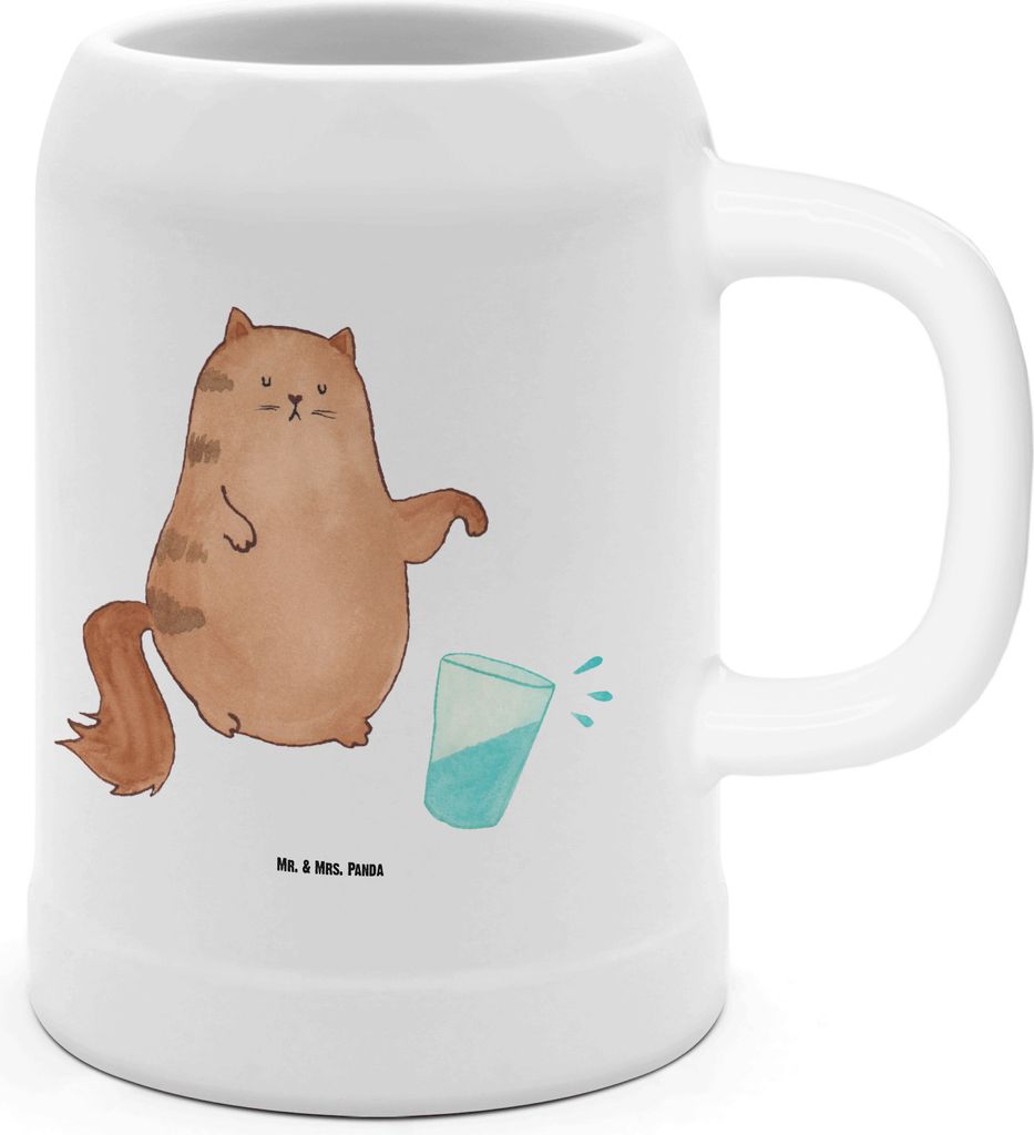 Mr. & Mrs. Panda Steinkrug Katze Wasserglas - Weiß - Geschenk, Tonkrug, Bier Seidel, Kater, Krug, Keramikkrug, Cat, Cats, Wasser