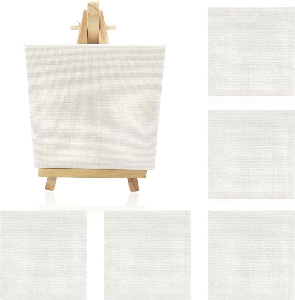 Mini-Leinwand-Set für Kunst - 6 Stück - Malleinwand und Mal easel