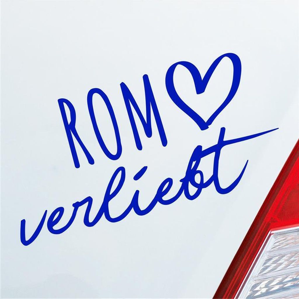 Auto Aufkleber Rom verliebt Herz Stadt Heimat Liebe Car 19x10 cm Dunkelblau Sticker Heckscheibenaufkleber