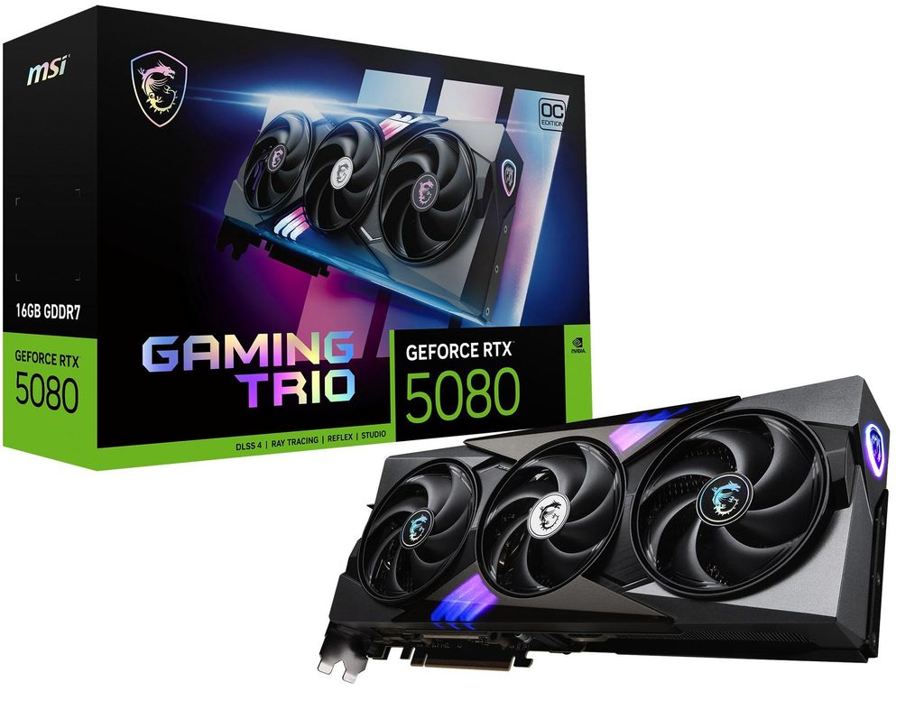Msi Vga Nvidia Rtx 5080 Gaming Trio Oc 16Gb Ddr7 Imagen del producto 