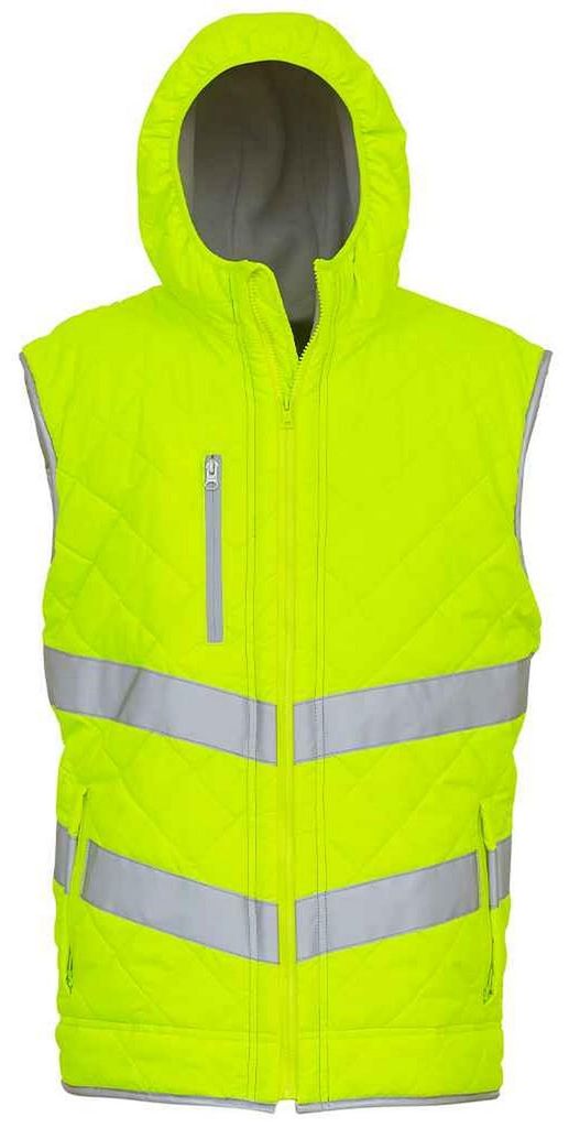 Yoko - "Kensington" Weste mit Kapuze für Herren FK2623 (M) (Fluoreszierendes Gelb)