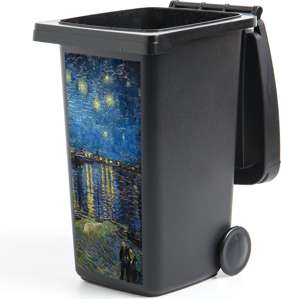 MuchoWow Mülltonnenaufkleber Sternennacht über dem Orsay Paris - Vincent Van Gogh 38x80 cm - Behälteraufkleber - Mülleimer-Aufkleber - Contai...