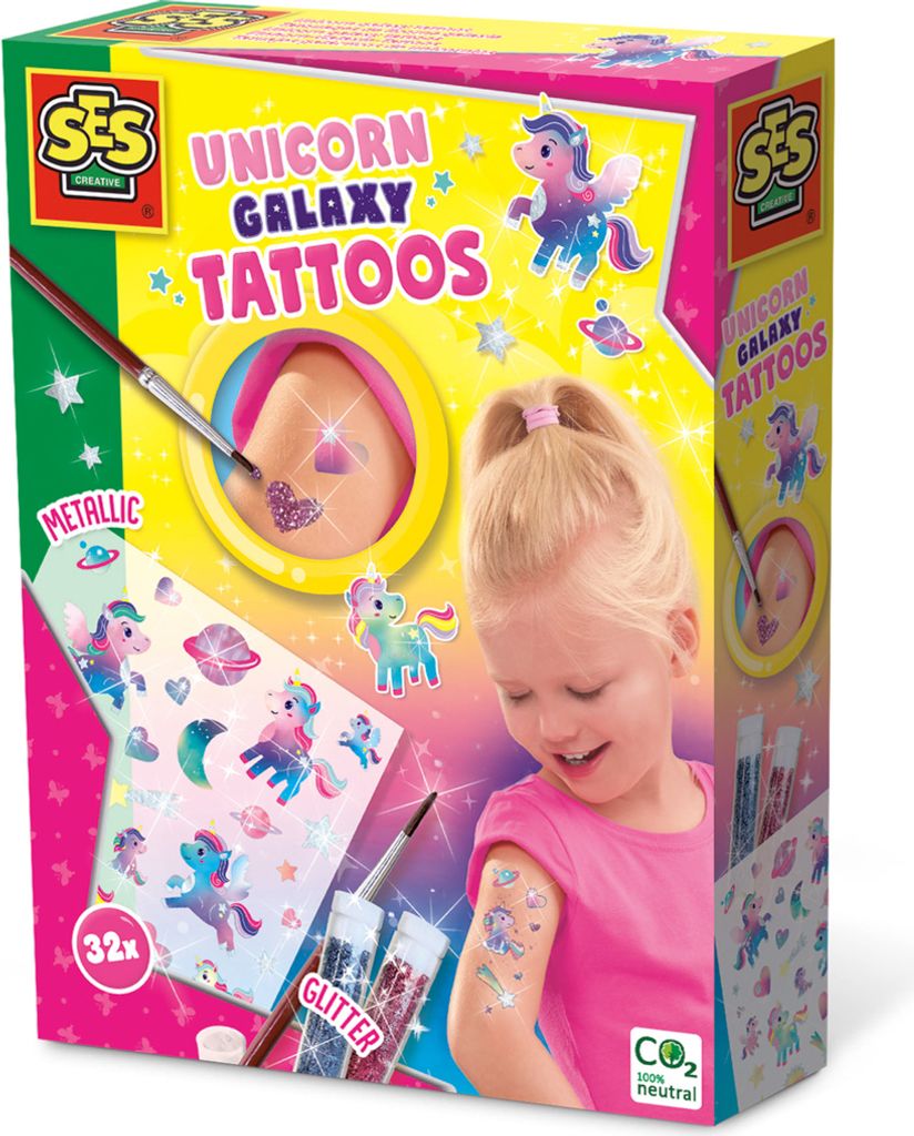 Ses unicorn Tattoos - Metallic Effekt - Glitzer - Kinder - Fantasie