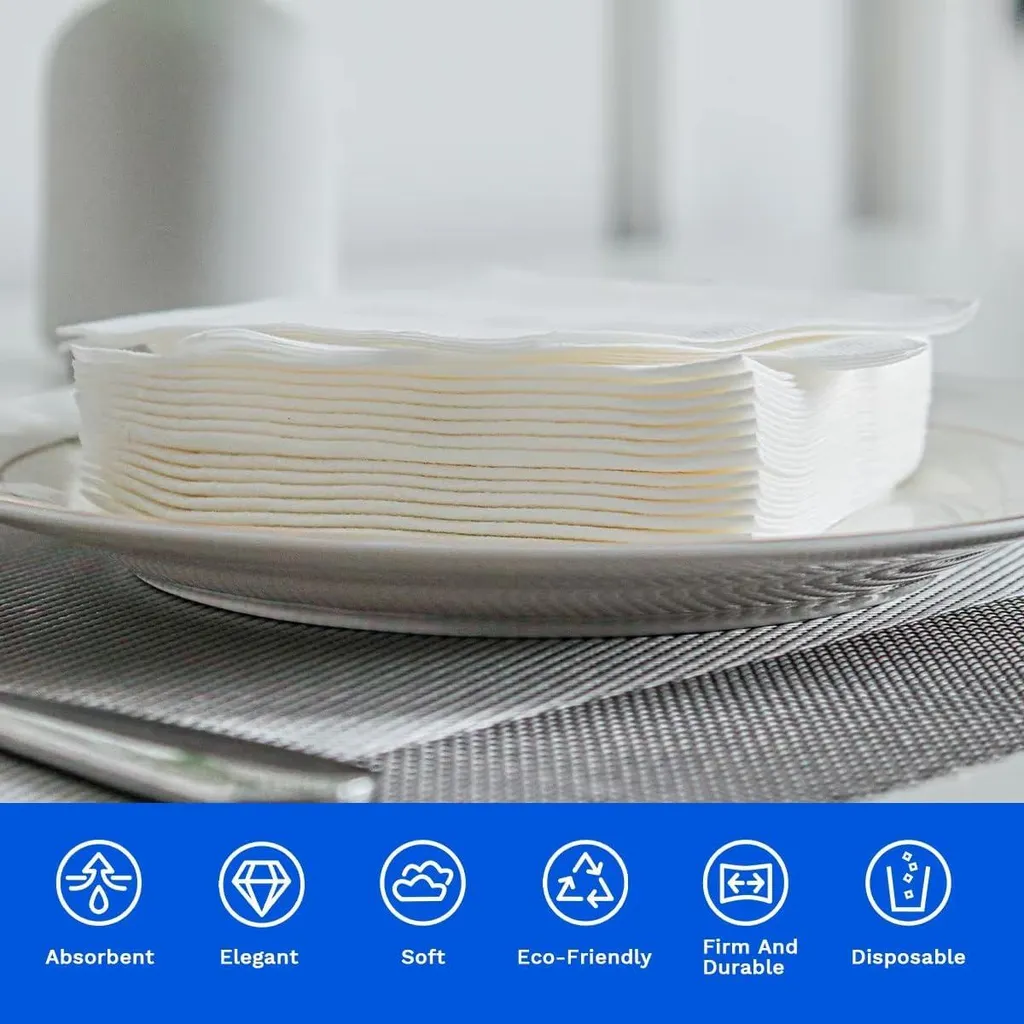 Serviettes jetables blanches 33x33 pour restauration - Pack de 1800