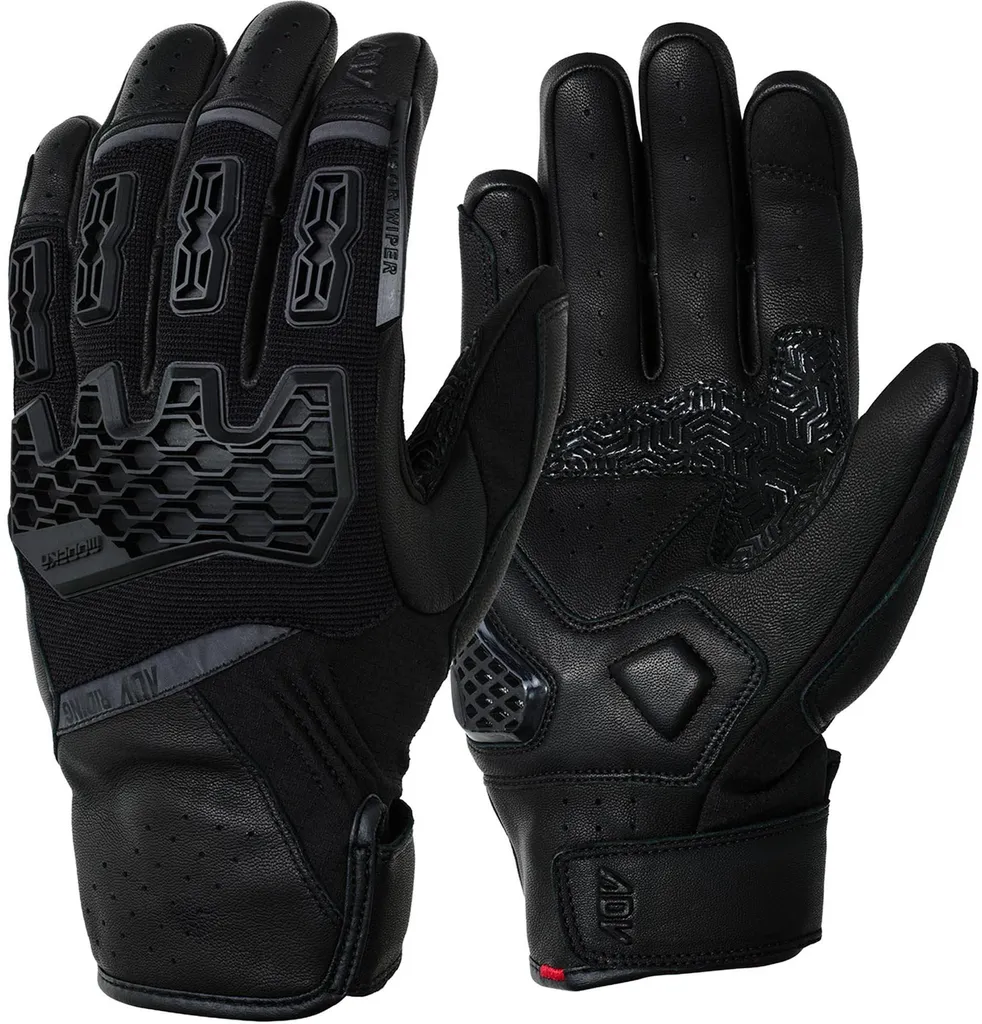 Gants de moto Modeka Atlaz Noir avec paume en cuir de chèvre