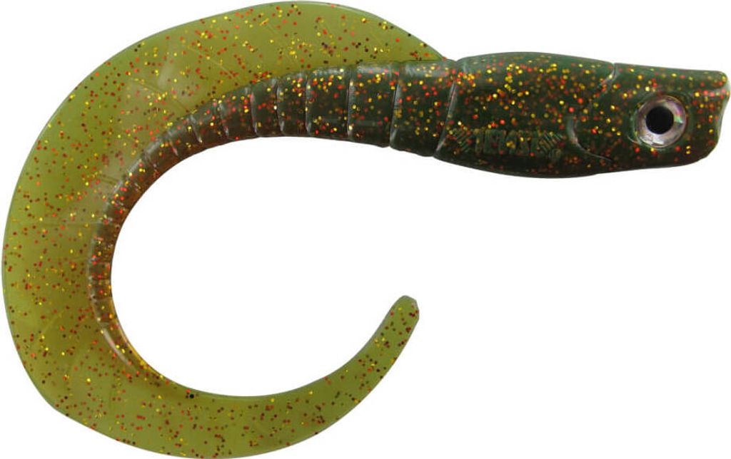 Jenzi Gummifisch Snake Tail Twister Brown Green Glitter