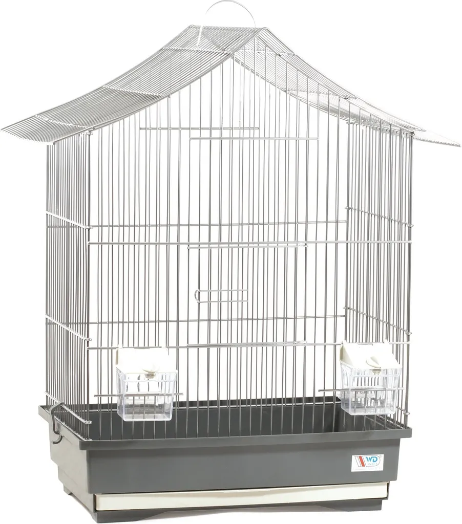 Cage à oiseaux Vogelheim chrome gris pour salon et décoration intérieure