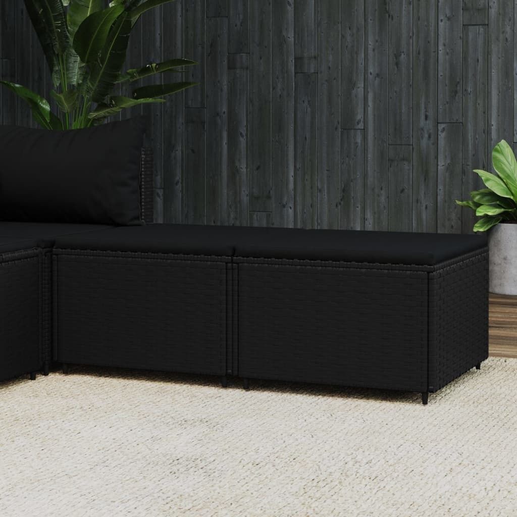 vidaXL Záhradná stolička s vankúšom 2 ks Black Poly Rattan Obrázok produktu 6