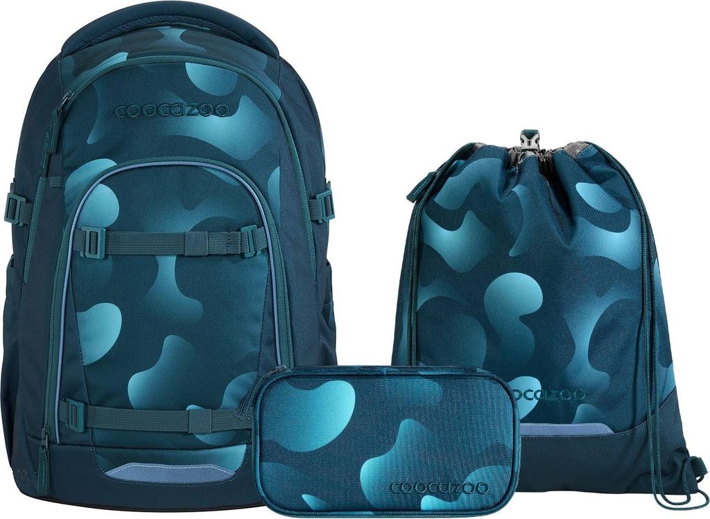 Coocazoo Mate Aqua Flow Schulrucksack Set 3tlg.