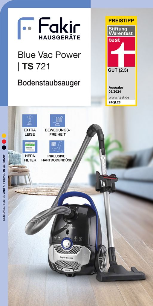 Fakir Blue Vac Power Staubsauger mit Beutel, 800 Watt Produktbild 12