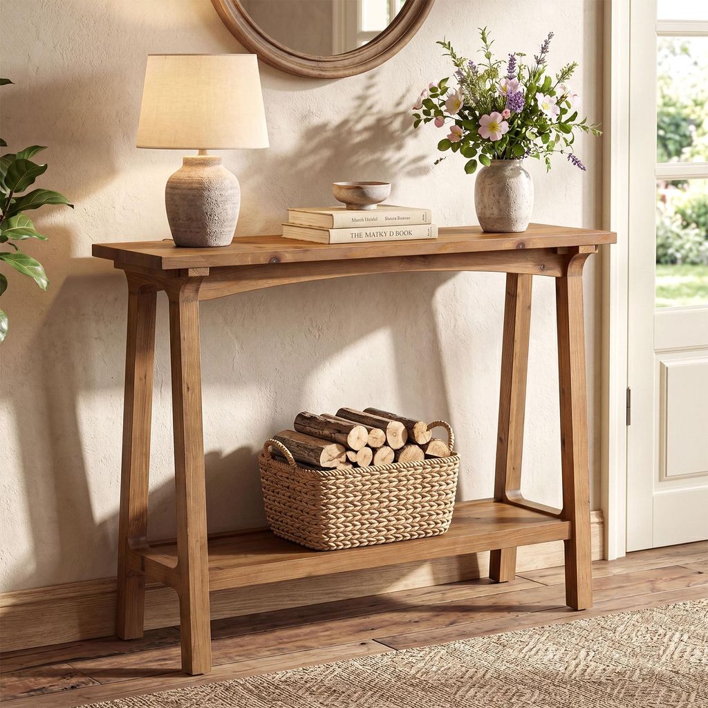 Table console, table d'entrée de 100 cm, table basse à 2 Image du produit 