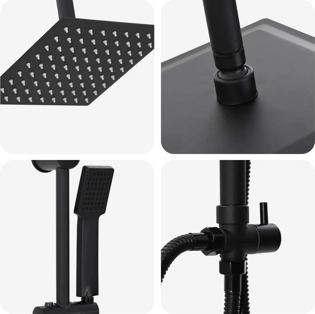 Système de douche pour rénovation salle de bain noir inox 47 x 95 cm - 7