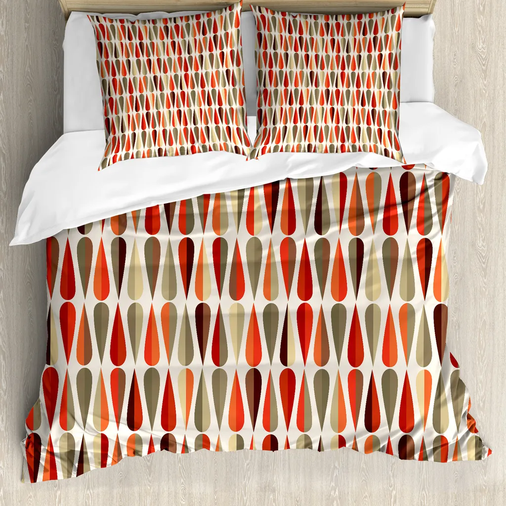 Copripiumino ABAKUHAUS in stile retrò anni '70, antiacaro e anallergico, con federe, 200 cm x 200 cm - 80 x 80 cm, multicolore