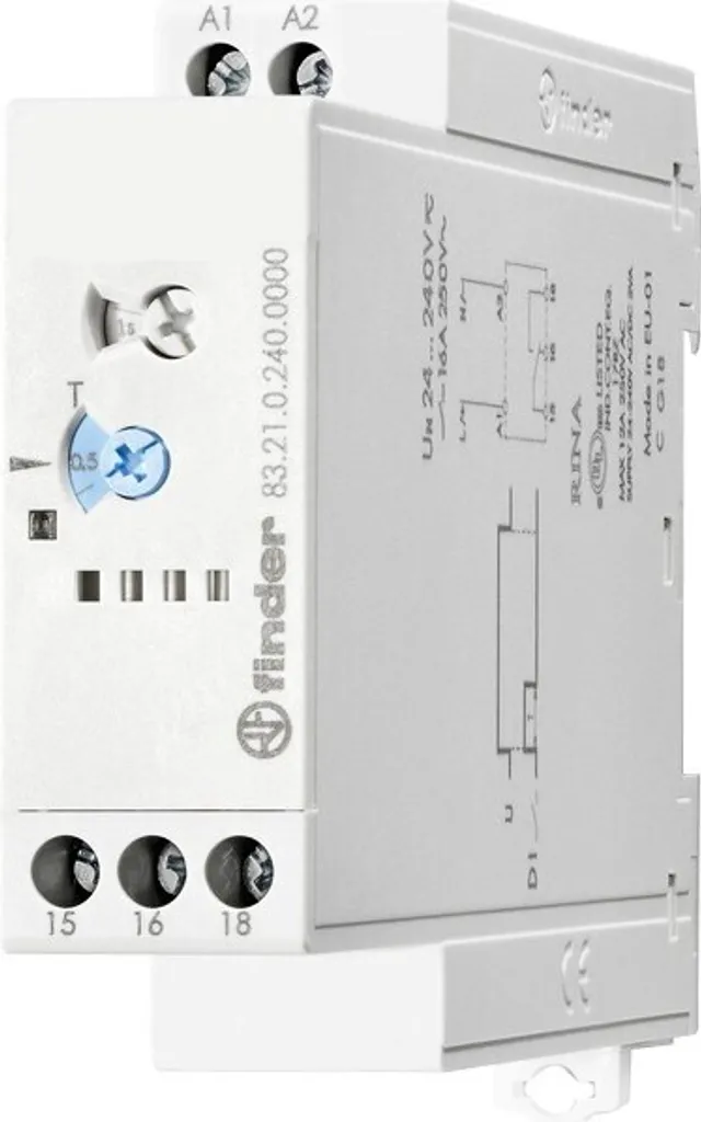 Temporisateur modulaire Finder 83.21 pour commande d'essuie-glace 240V