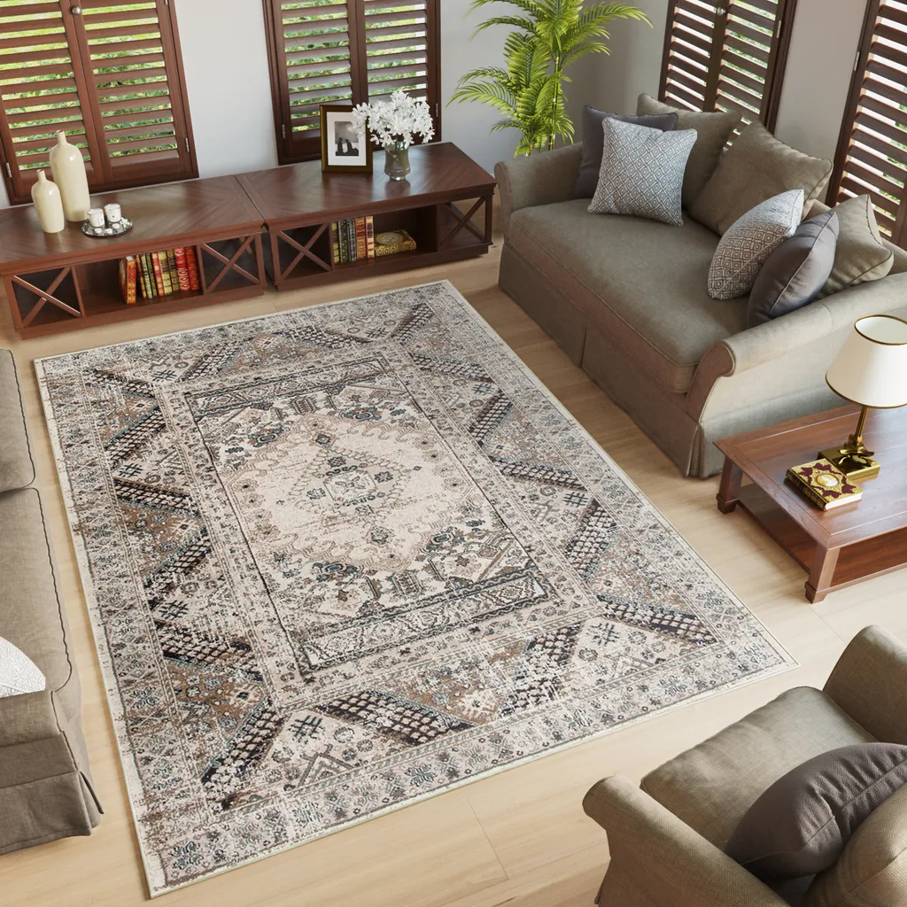 Tapis beige 160x220 cm anti-poussière pour un intérieur propre et sain