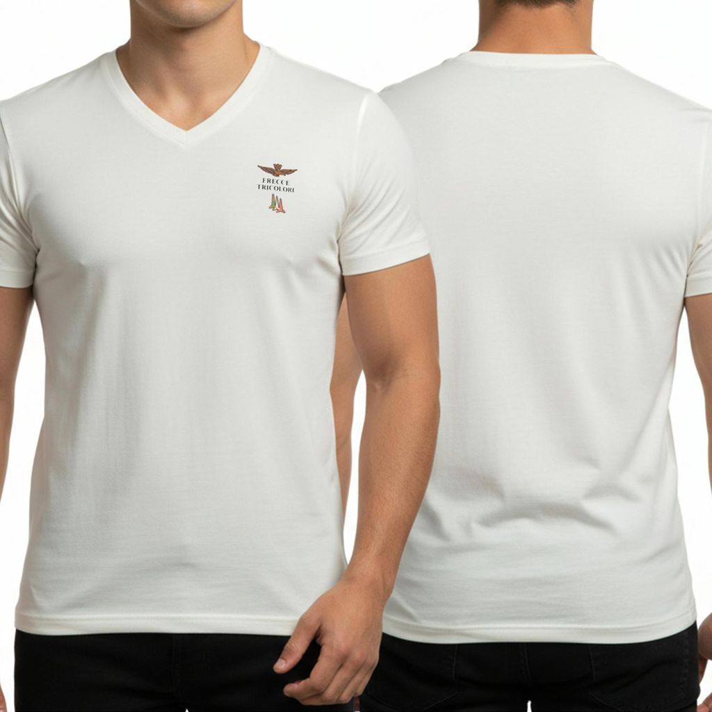 Aeronautica Militare biały t-shirt koszulka męska v-neck Zdjęcie produktu 