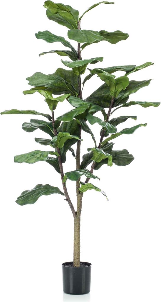 artplants.de Kunstbaum Ficus Lyrata EUSEBI, Kunststamm, grün, 120cm - Deko Ficus Baum - Zier Baum Ficus