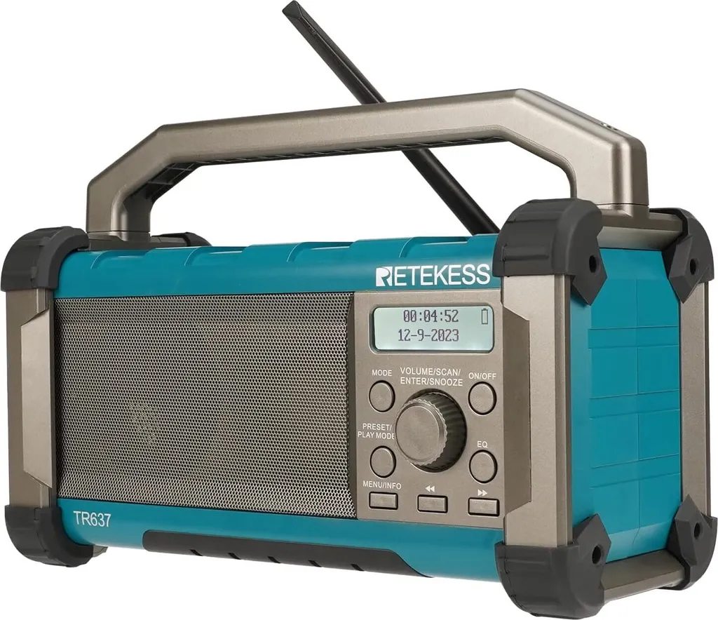 Retekess TR637 Radio de Chantier Bluetooth FM AM avec Batterie 5000mAh