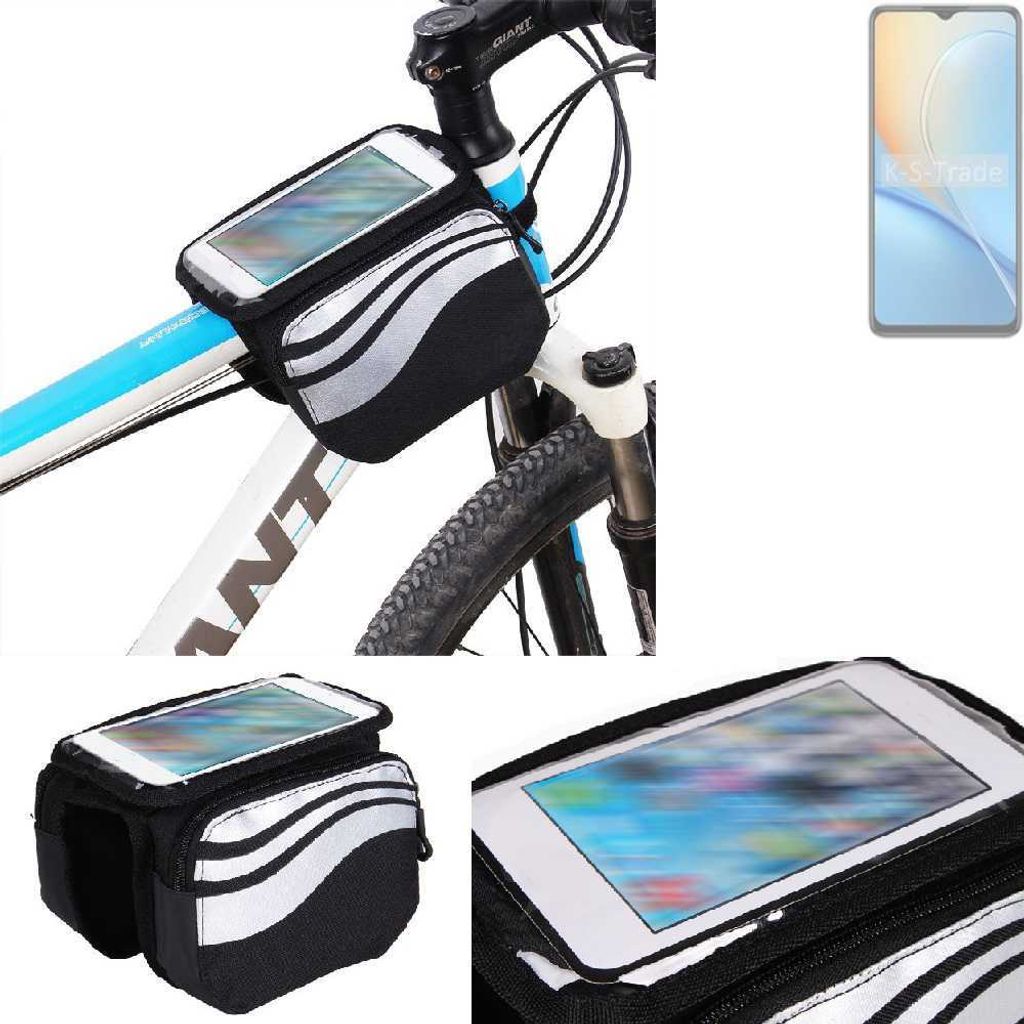 K-S-Trade Rahmentasche Fahrrad-Halterung kompatibel mit ZTE Voyage 41S Rahmenhalterung Fahrrad Handyhalterung Fahrradtasche Handy Smartphone Halterung