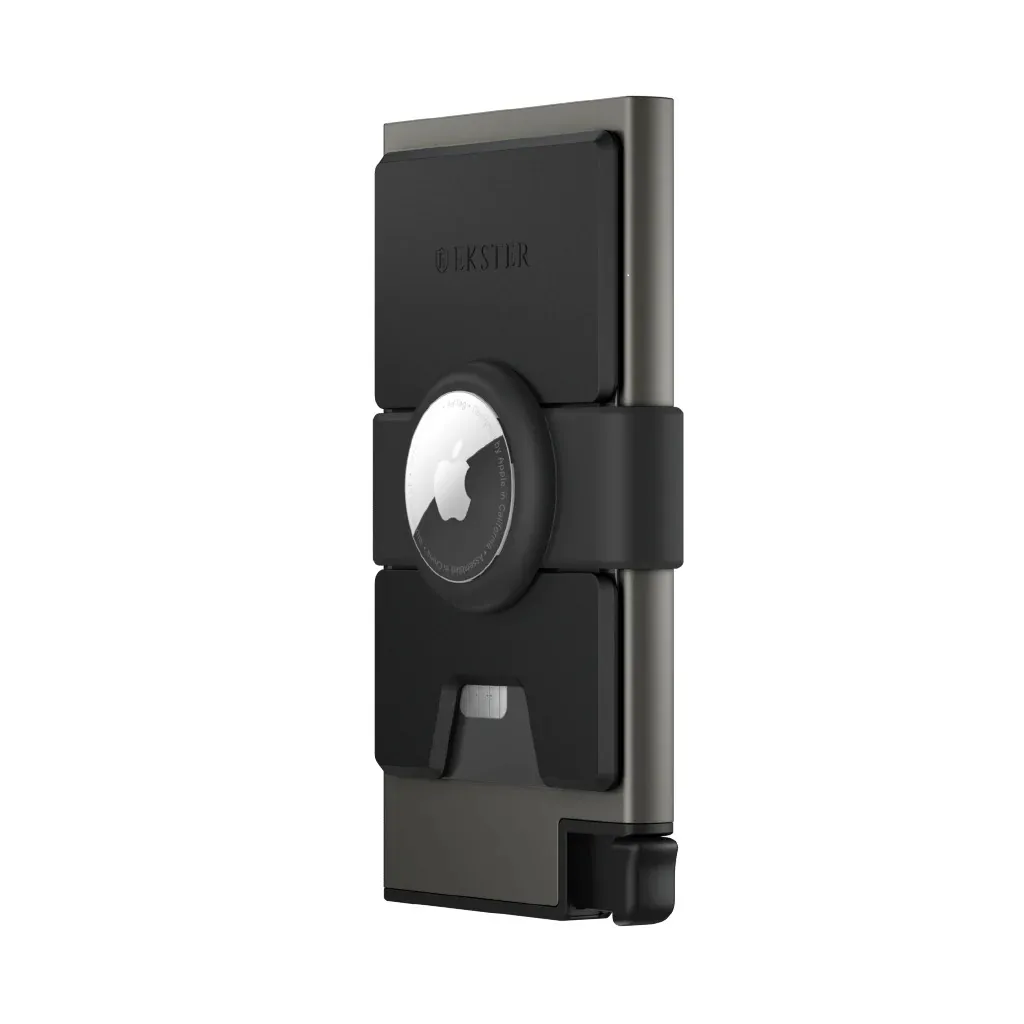 Porte-carte Intelligent avec Emplacement AirTag Graphite en Métal