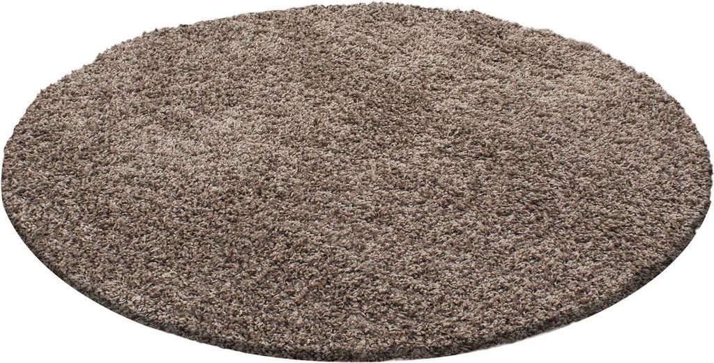 Hochflor Teppich Lux rund, Farbe: Mokka, Größe:200 cm rund