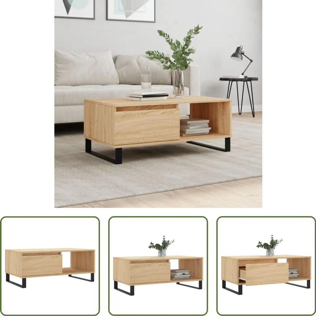 Tavolino Rovere Sonoma 90x50x36,5 cm | Miglior Prezzo The Living Store