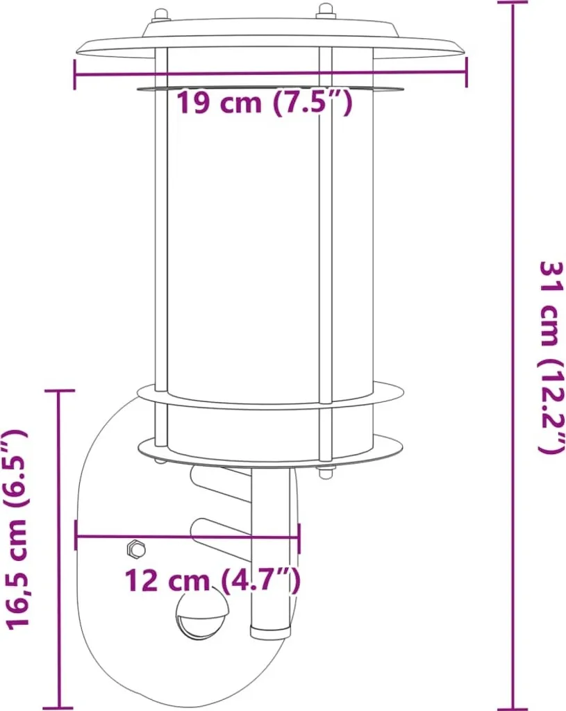 vidaXL 2 Applique Esterno Acciaio Inox con Sensore Movimento Argento - 7