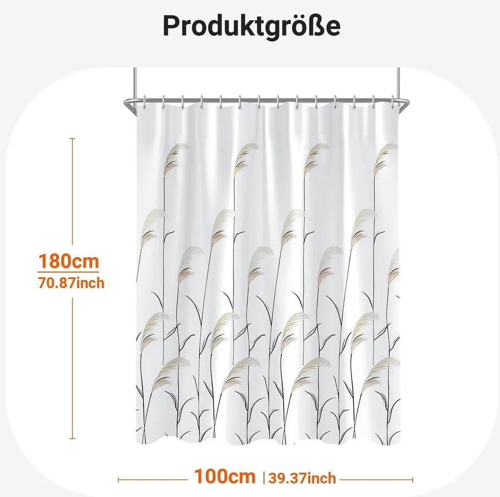 Rideau de douche 100x180 anti-moisissure textile imperméable blanc
