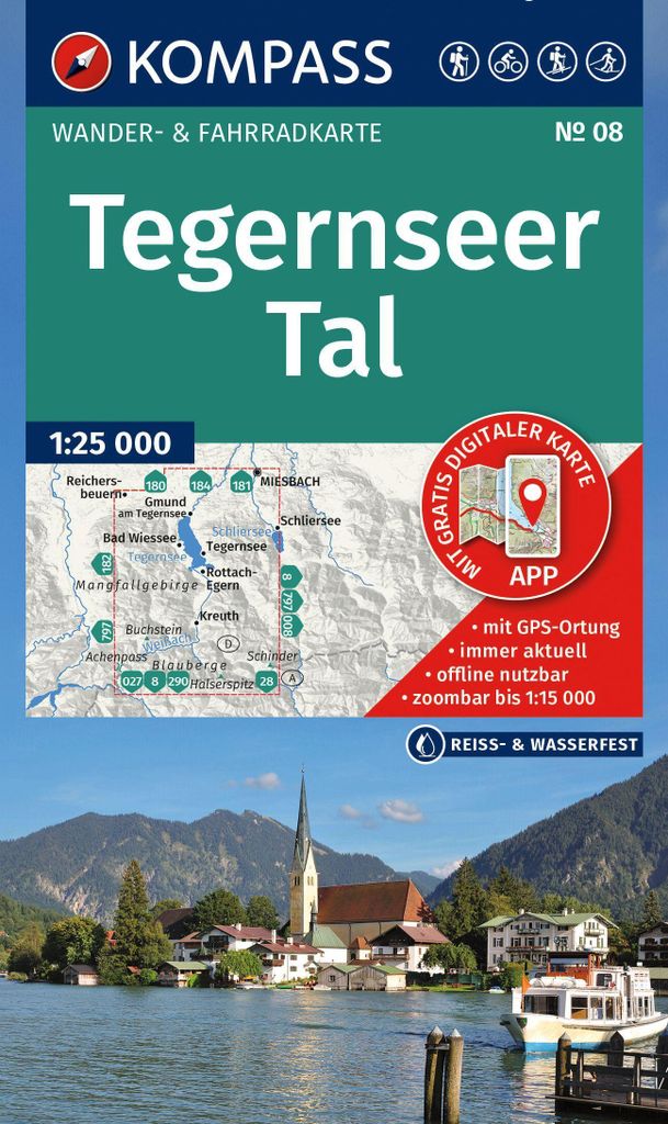 KOMPASS Wanderkarte 08 Tegernseer Tal 1:25.000