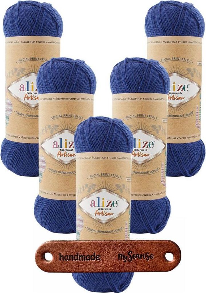 5 x ALIZE Superwash Artisan 797 Navy mit Label