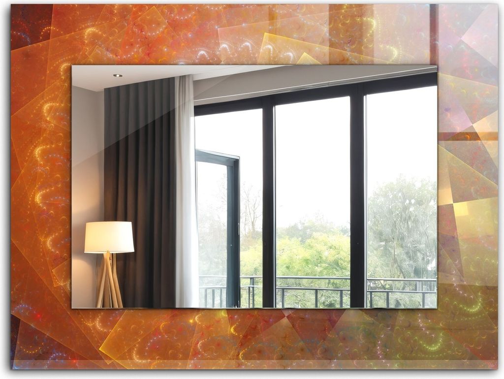 Dekorativer Wandspiegel - Bedruckter Spiegel - Motiv - 80x60 cm - Bunte Fraktale Spirale