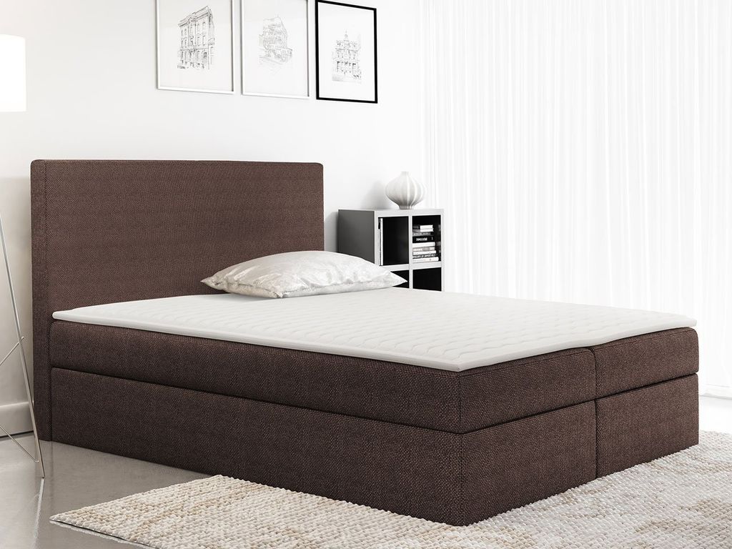 MIRJAN24 Boxspringbett Basic mit Matratzen-Topper, Hauptmatratze, zwei Bettkästen für die Bettwäsche (Farbe: Muna 05, Größe: 160x200 cm)