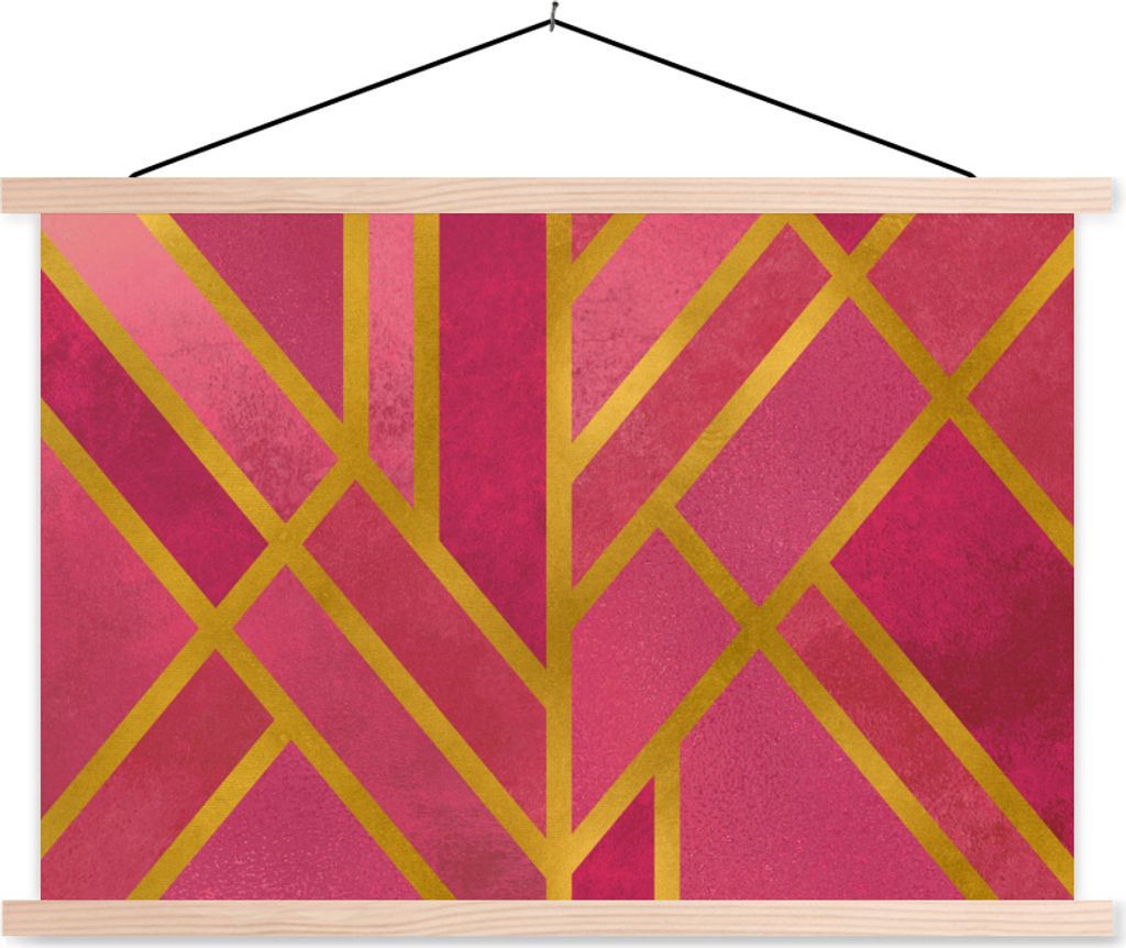 MuchoWow Textilposter Gold - Design - Rosa 60x40 cm mit holzfarbenen Rahmen - Bilder