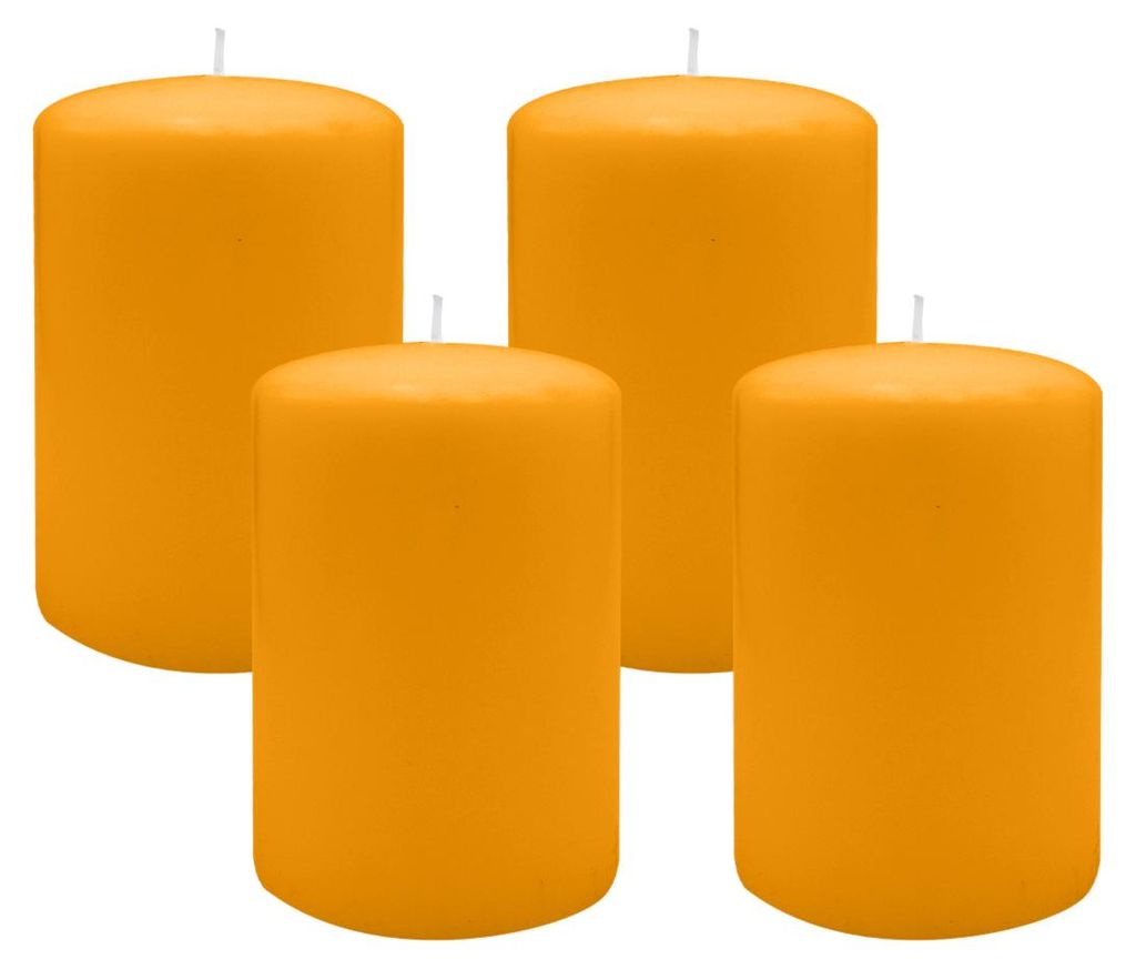 Flachkopf-Stumpenkerzen Honig 100 x Ø 60 mm, 4 Stück