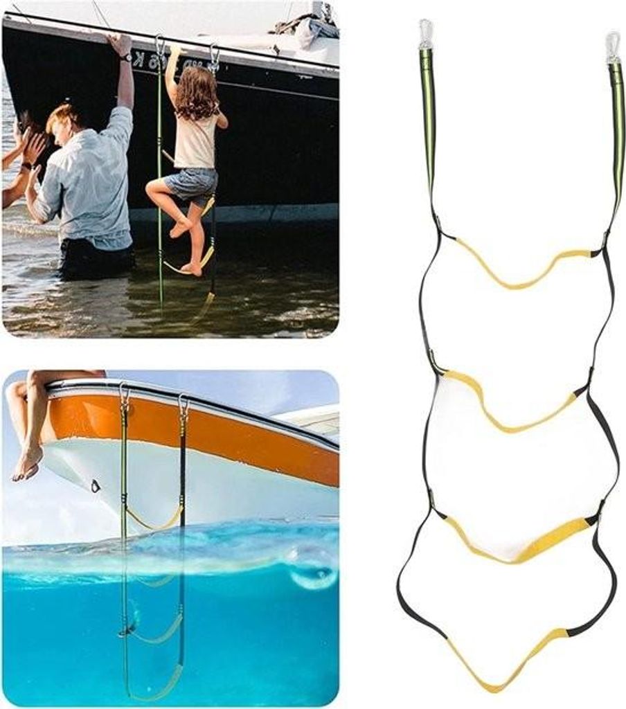 Spezielle weiche Einstiegsleiter für Schlauchboote – fluoreszierendes Grün – 4 Stufen