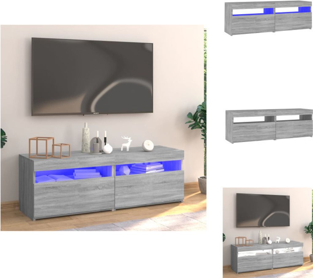 vidaXL TV-Schrank mit LED-Leuchten Grau Sonoma 120x35x40 cm - TV-Möbel
