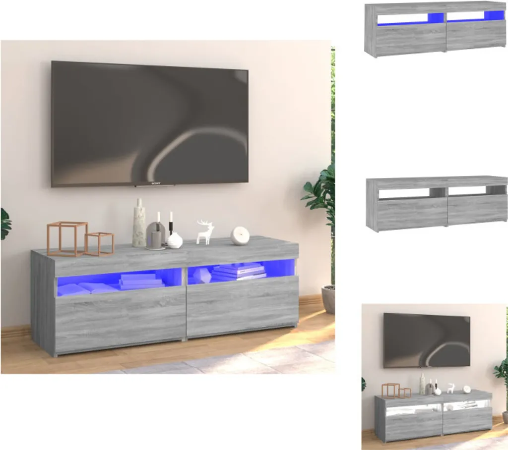 Meuble TV LED 120 cm Gris Sonoma : Finissez-en avec le désordre du Salon