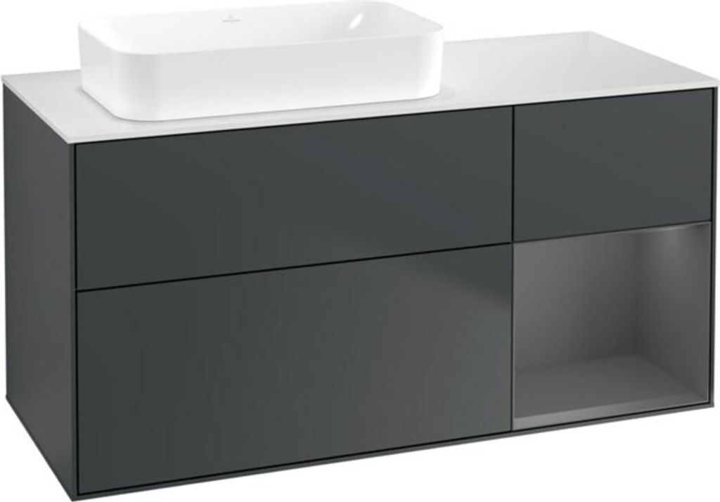 V&B Waschtischunterschrank Wandbeleuchtung Finion 120x60 cm, Rg r Anthrac. m, md bl. m Lac