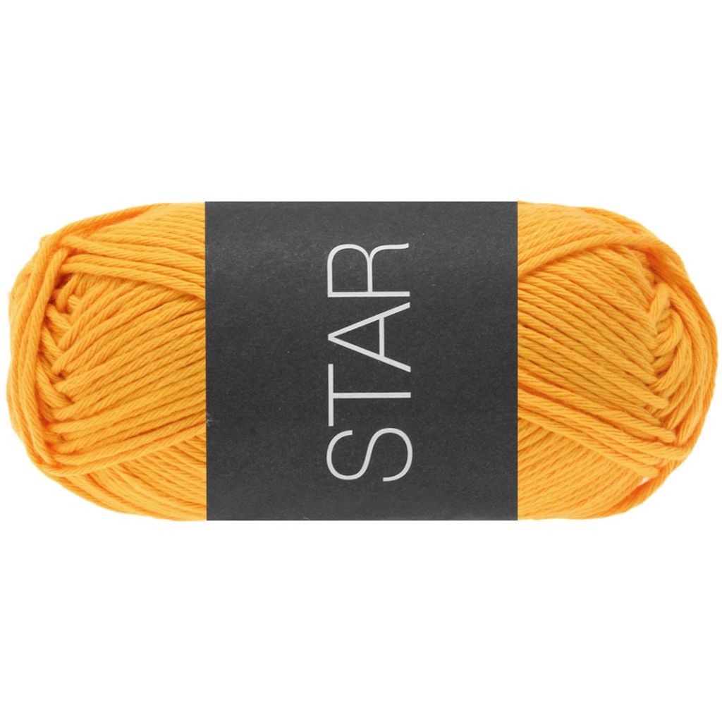 A ball of orange yarn with a black label.