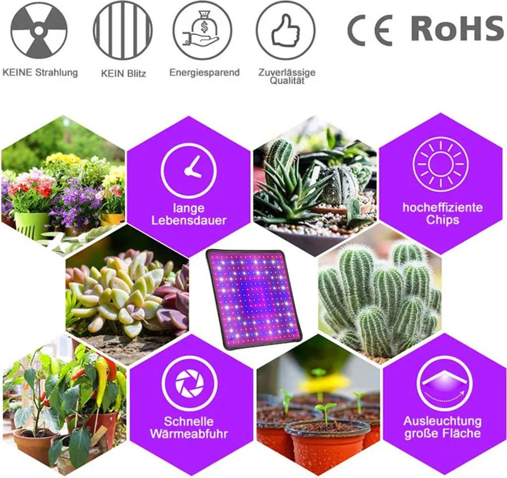 LED Pflanzenlampe Vollspektrum,Flowerpot Lampe 256 Produktbild 6