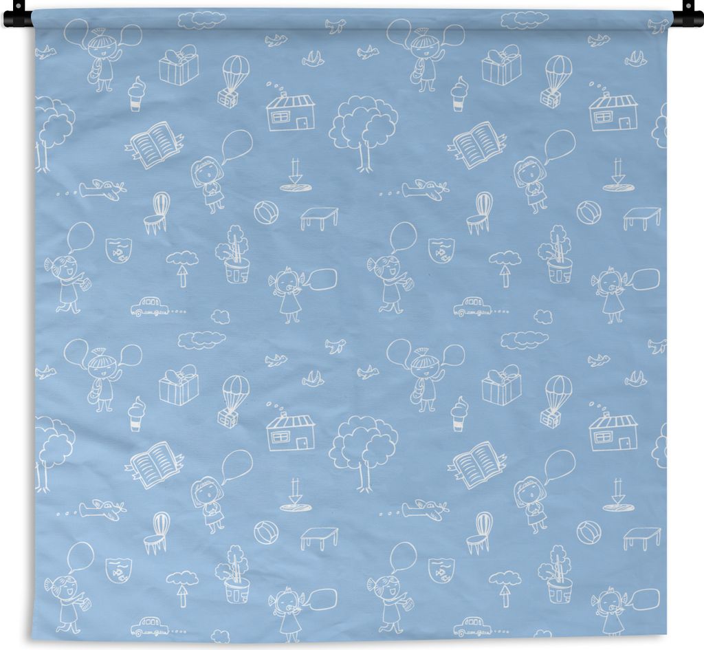 MuchoWow Wandteppich Wandbehang Muster - Geburt - Blau 120x120 cm Tapisserie Dekoration Wandtuch - Modern - Baumwollgewebe