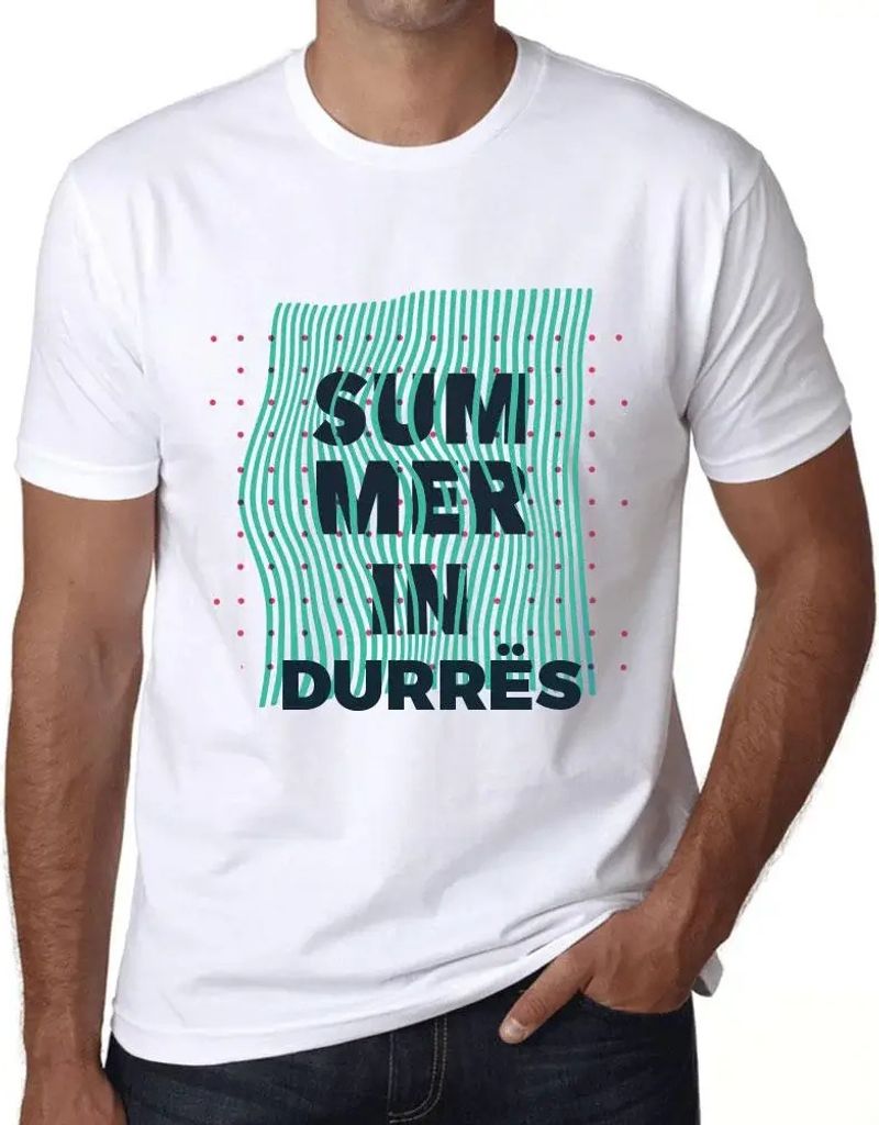 Herren Grafik T-Shirt Sommer in Durràs – Summer In Durràs – Öko-Verantwortlich Vintage Jahrgang Kurzarm Lustige Druck Geburtstag Geschenk Mann