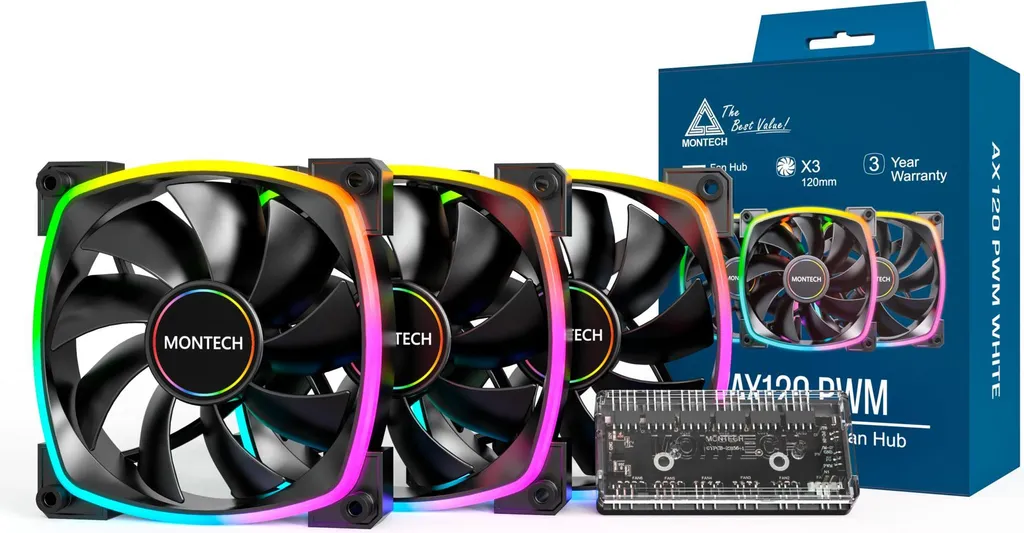 Montech AX120 PWM ARGB Pack 3 Ventole - Domina il Gaming con Stile