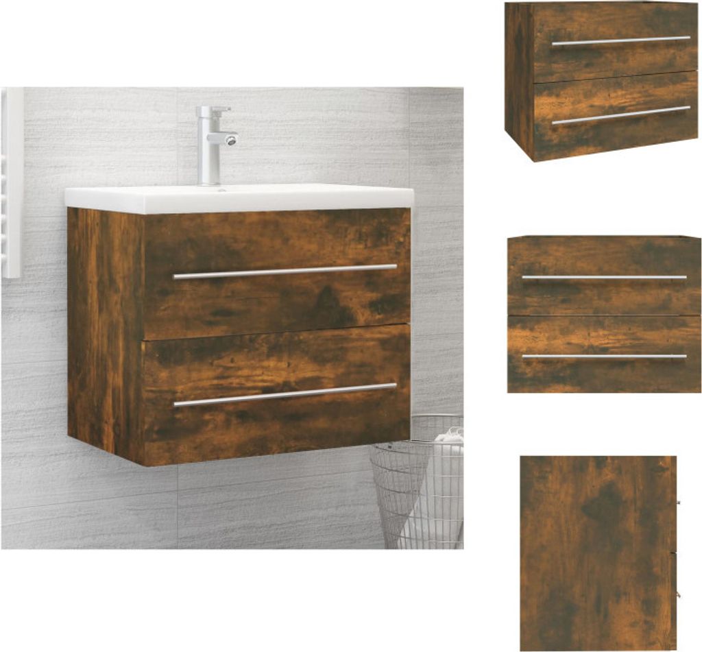 vidaXL Waschbeckenschrank Räuchereiche 60x38,5x48 cm Holzwerkstoff - Badezimmermöbel-Sets