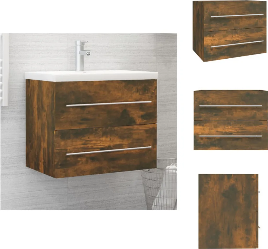 Mobile Lavabo Bagno vidaXL 60x38,5x48 cm Rovere Fumé - Montaggio Facile