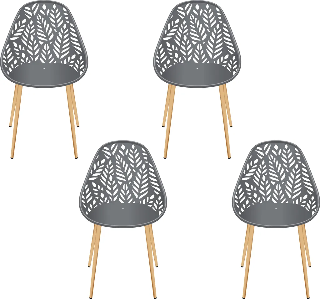 Aménager Salle à Manger : Lot de 4 Chaises Lucena Grises Design Chic