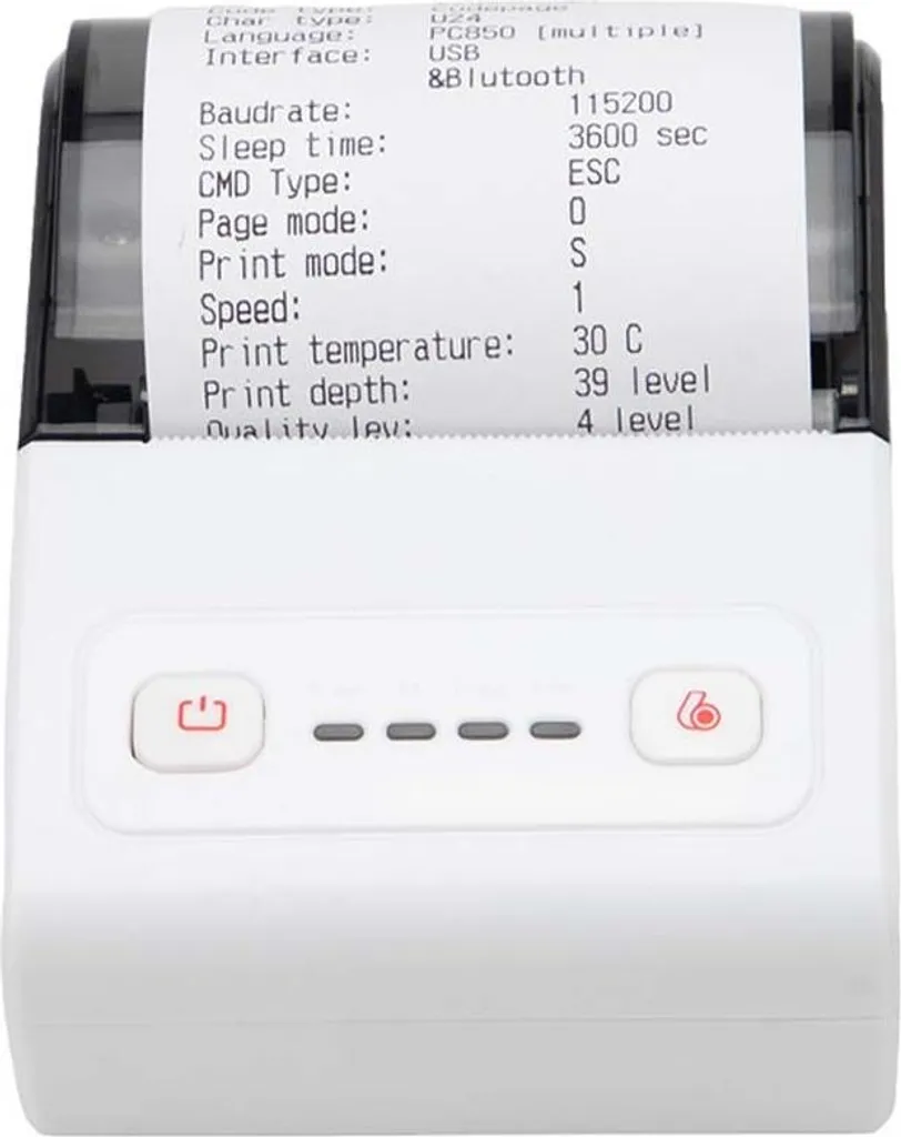 INF Stampante termica 58mm USB+Bluetooth per POS, cucina e stampa mobile Bianco+Grigio