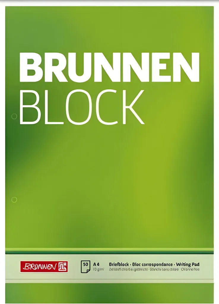 Bloc de lettres BRUNNEN 1052756 A4 50 feuilles vert linéature 20