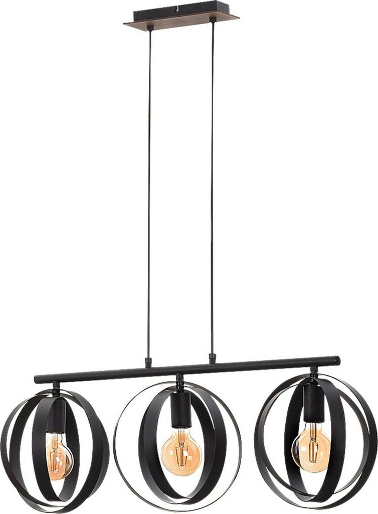 Rabalux 5361 Pendelleuchte 3 Spots Cortado, E27, schwarz, rund, Industriell, ø250mm